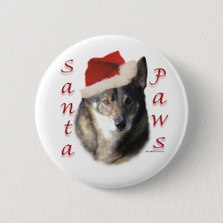 Swedish Vallhund Santa Paws - Button