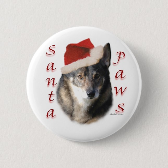 Swedish Vallhund Santa Paws - Button (Front)