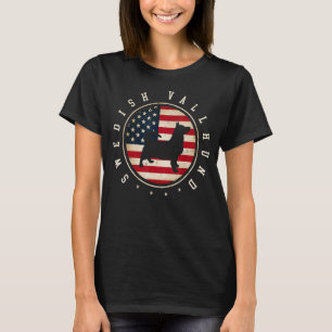 Swedish Vallhund USA Flag 4th July Dog Mom Dad T-Shirt