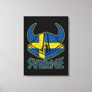 Swedish Viking Helmet Gift Swedish Flag Viking Canvas Print