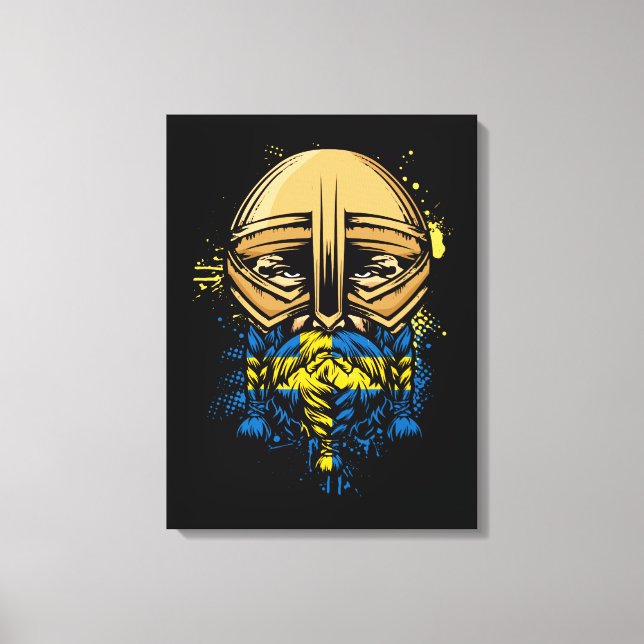 Swedish Viking Warrior Gift Sweden Viking Helmet Canvas Print (Front)