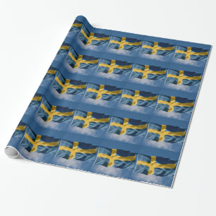 Swedish waving flag wrapping paper