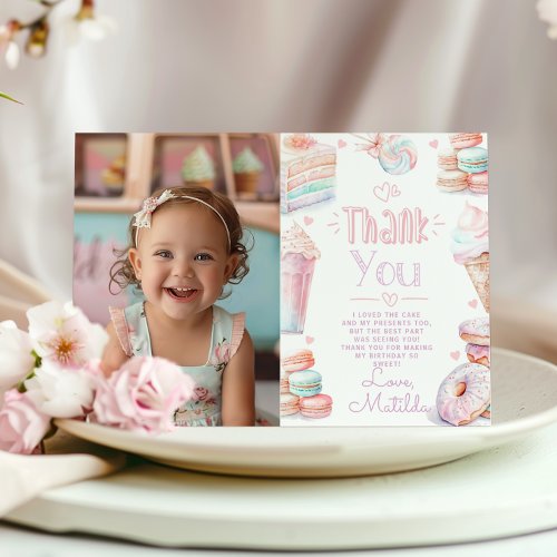 Swee one ice cream birthday photo thank you card