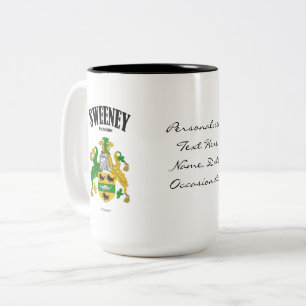 Sweeney Family Crest, Translation & Meaning Two-Tone Coffee Mug