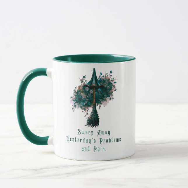 Sweep Away Yesterday's Problems and Pain Halloween Mug (Left)
