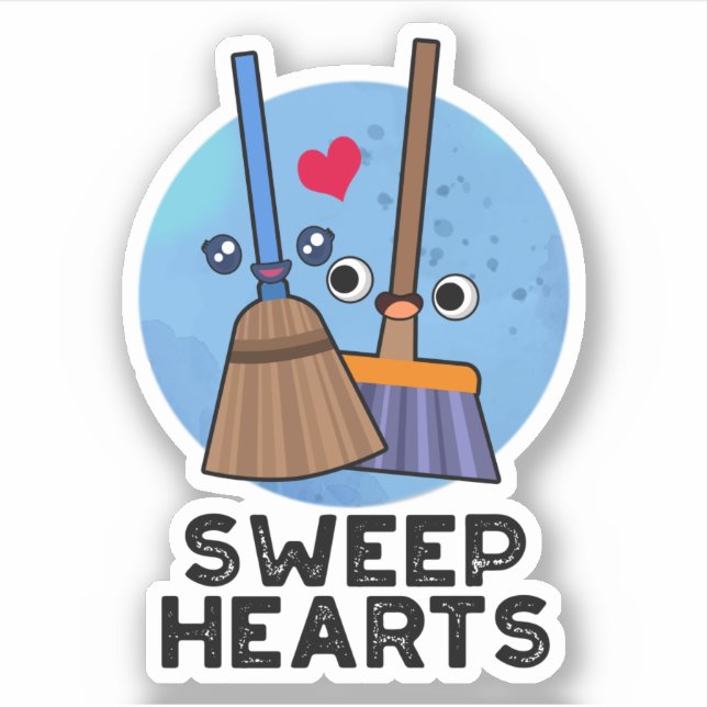 Sweep Hearts Funny Sweet Hearts Broom Pun  Sticker (Front)