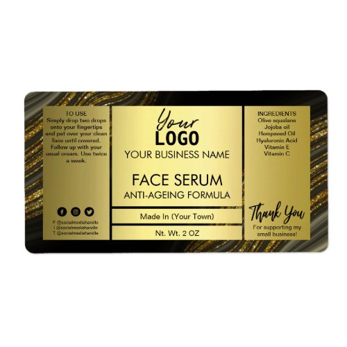 Sweeping Agate Glitter Gold Face Hair Serum Label