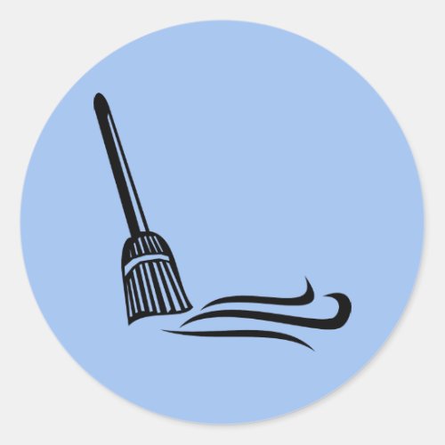 Sweeping Broom _ Clean Sweep Classic Round Sticker