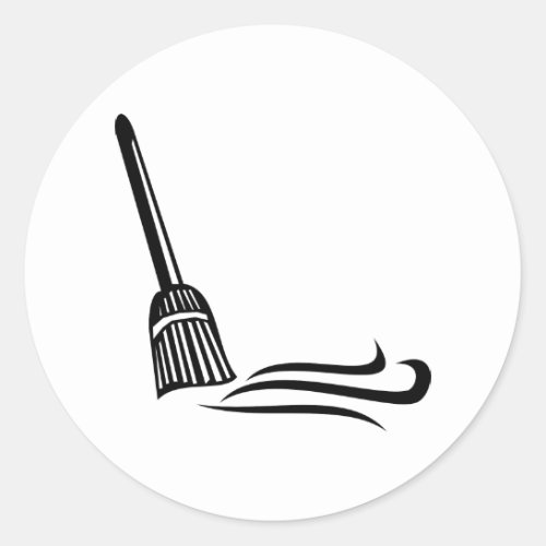 Sweeping Broom _ Clean Sweep Classic Round Sticker