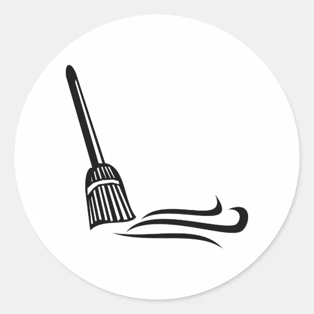 Sweeping Sticker Sweeping Broom - Clean Sweep Classic Round Sticker | Zazzle