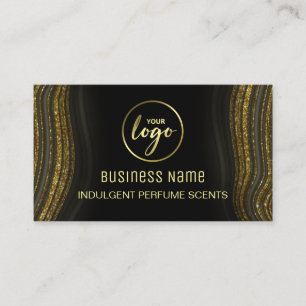 Sweeping Glitter Agate Black And Gold Perfume Business Card