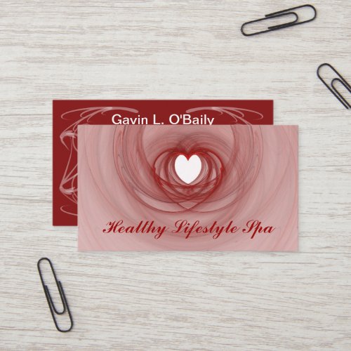 Sweeping Red Outlined Fractal Heart Business Card