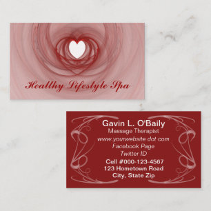Sweeping Red Outlined Fractal Heart Business Card