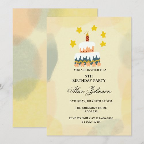 Sweer Birthday Cake Birthday Invitation