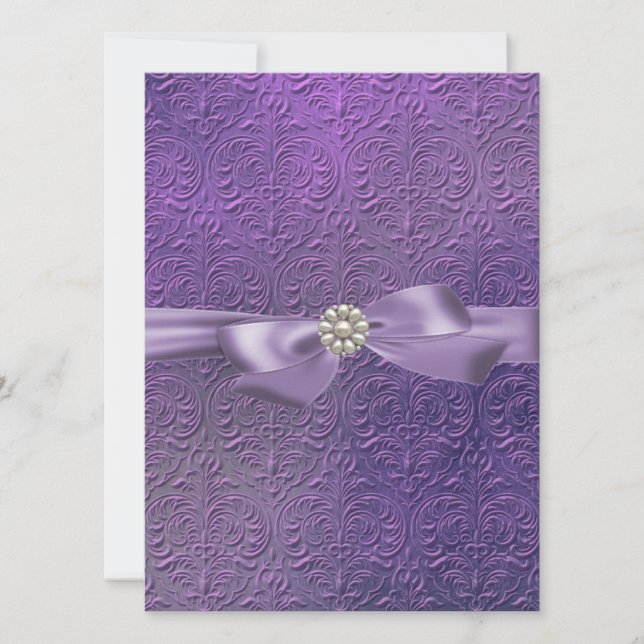 Sweet16 Bow & Damask Birthday Invite (Front)