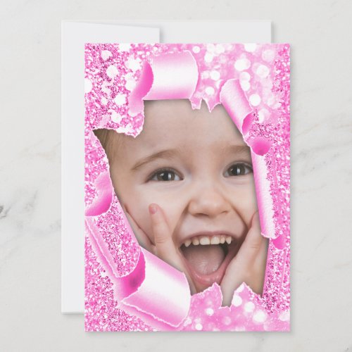 Sweet 11th 2th 3th 4th 5th pink glitter 3d frame invitation