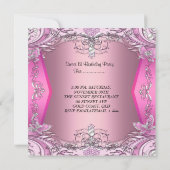 Sweet 13 13th Birthday Party Pink Silver Tiara Invitation (Back)