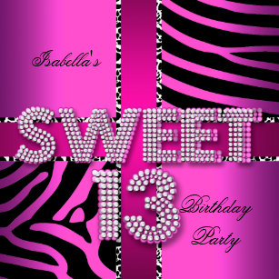 girls 13th birthday invitations zazzle