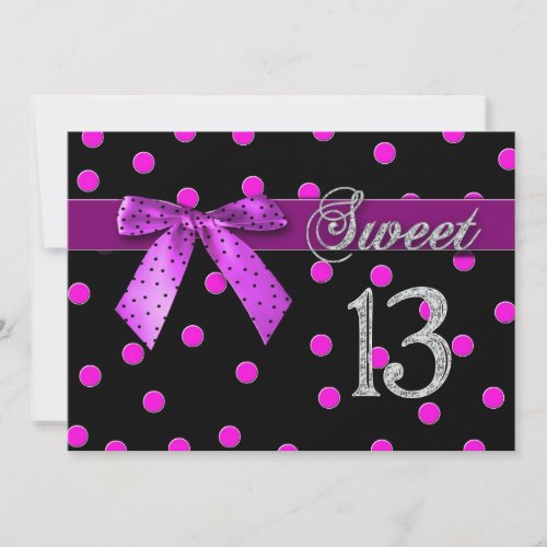 SWEET 13 BIRTHDAY PARTY INVITATION - FUCHSIA POLKA