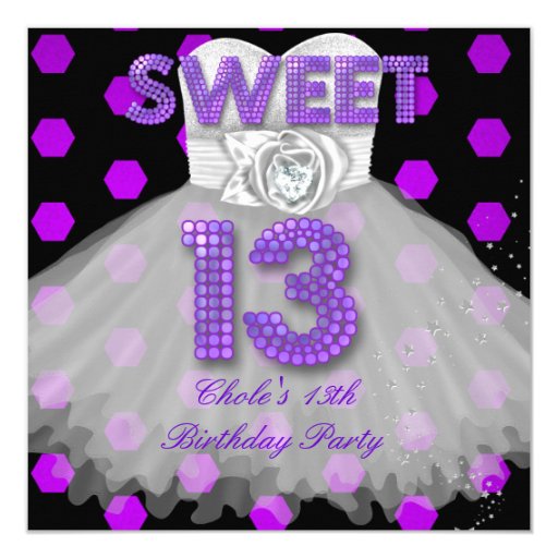 Sweet 13th Birthday Party Girls 13 Teen Purple Card | Zazzle