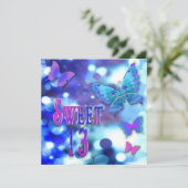 SWEET 13TH BIRTHDAY PARTY INVITTION - BUTTERFLY INVITATION (Standing Front)