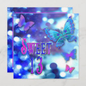SWEET 13TH BIRTHDAY PARTY INVITTION - BUTTERFLY INVITATION (Front/Back)