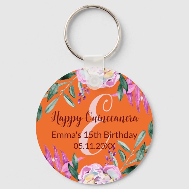 Sweet 15th birthday party favor keychain (Front)