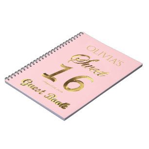 Sweet 16 16th Anniversary Guest Book Gold