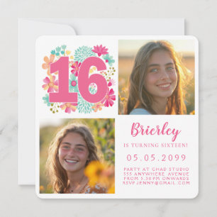 Sweet 16 16th Birthday Party Photo Invitation