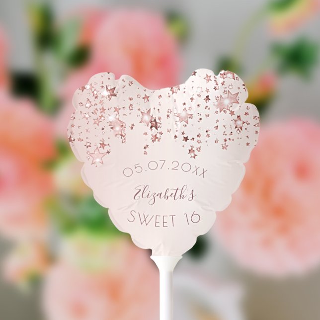 Sweet 16 16th birthday rose gold pink stars glam balloon (Creator Uploaded)