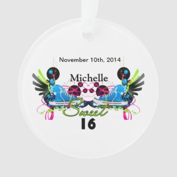 Sweet 16 80's Neon Sneakers Name Date Ornament by StarStruckDezigns at Zazzle