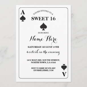 Sweet 16 Ace of Spades Playing Card Vegas Birthday