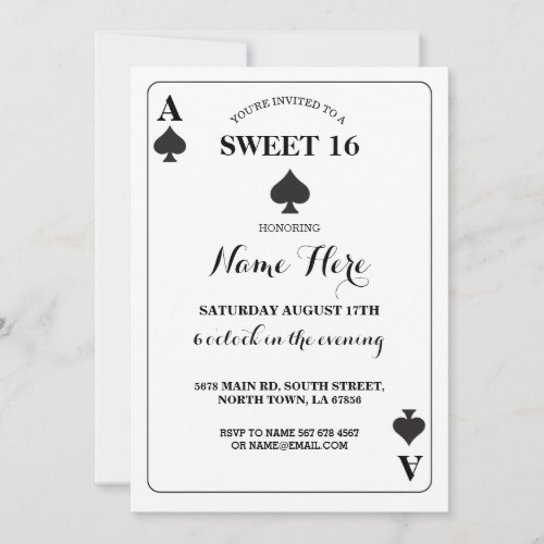 Sweet 16 Ace of Spades Playing Card Vegas Birthday