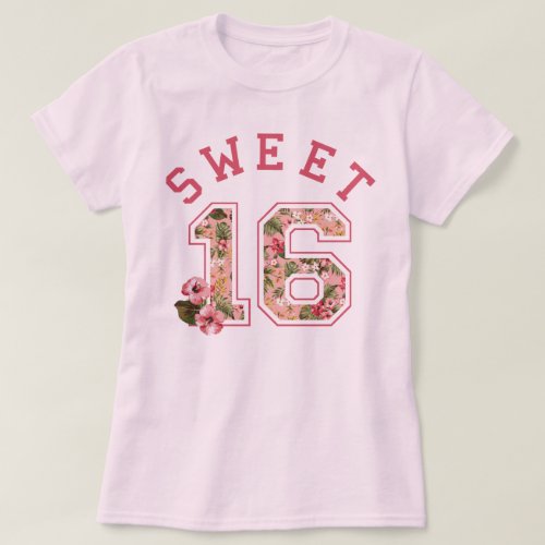 Sweet 16 Athletic Pink Floral T_Shirt