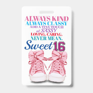 Sweet 16  Badge - See Back