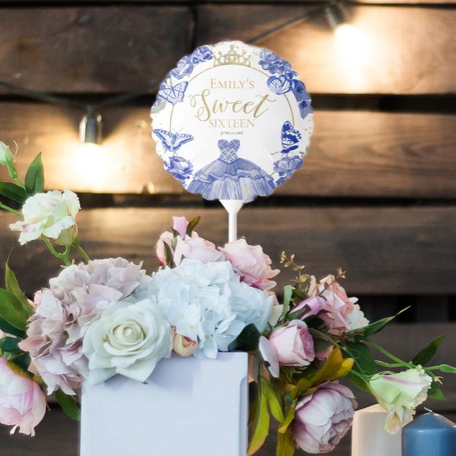 Sweet 16 Balloon Butterfly Royal Blue Dress Floral (Creator Uploaded)