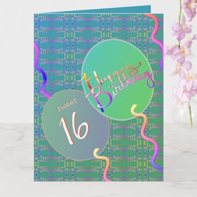 Sweet 16 Balloons Folded Greeting Card (Orchid)