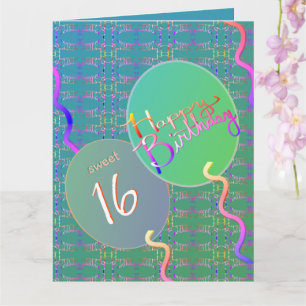 Sweet 16 Balloons Folded Greeting Card