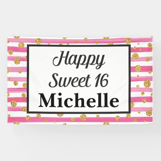 sweet 16 banner pink