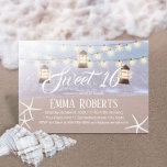 Sweet 16 Beach Starfish String Lights & Lanterns Invitation<br><div class="desc">Beach Starfish String Lights & Lanterns Sweet 16 Invitations.</div>
