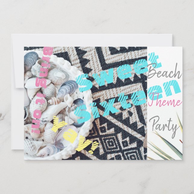 Sweet 16 Beach Theme Party Shells Invitation (Front)
