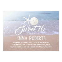 Sweet 16 Beach Theme Starfish & Sand Dollar Invitation