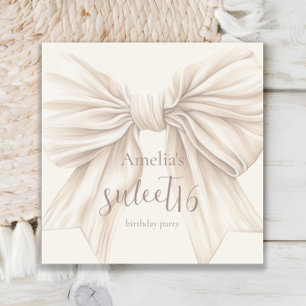 Sweet 16 Beige Bow Watercolor  Napkins