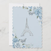 Sweet 16 Birthday Baby Blue Floral Paris Silver Invitation (Back)