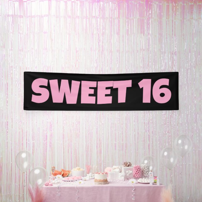 SWEET 16 BIRTHDAY BANNER PINK (Party)