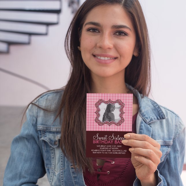 Sweet 16 Birthday Bash Photo Card Invitations (Creator Uploaded)