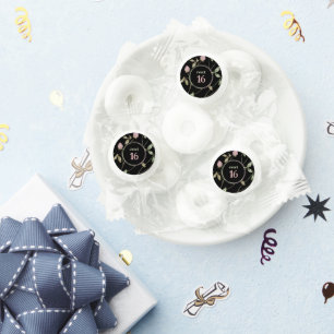 Sweet 16 Birthday Black Pink Green Clover Floral  Life Saver® Mints