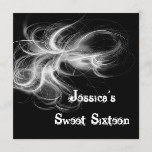 Sweet 16 Birthday Black & White Swirls Invitation