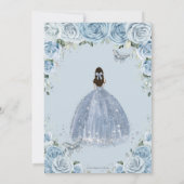 Sweet 16 Birthday Blue Floral Silver Butterfly  Invitation (Back)