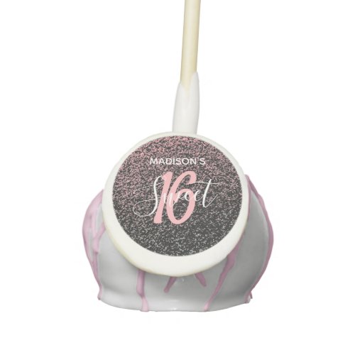 Sweet 16 Birthday Blush Pink Glitter Personalized Cake Pops